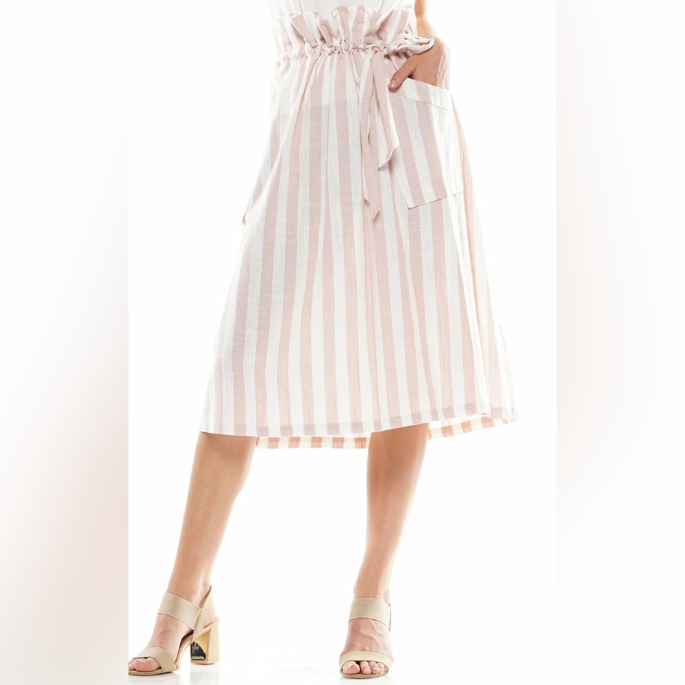 Linen Midi Striped Skirt Sz XL